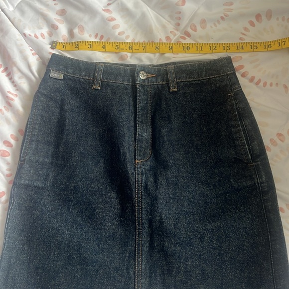 Esprit Dark Wash Raw Hem Denim Skirt - Picture 8 of 9